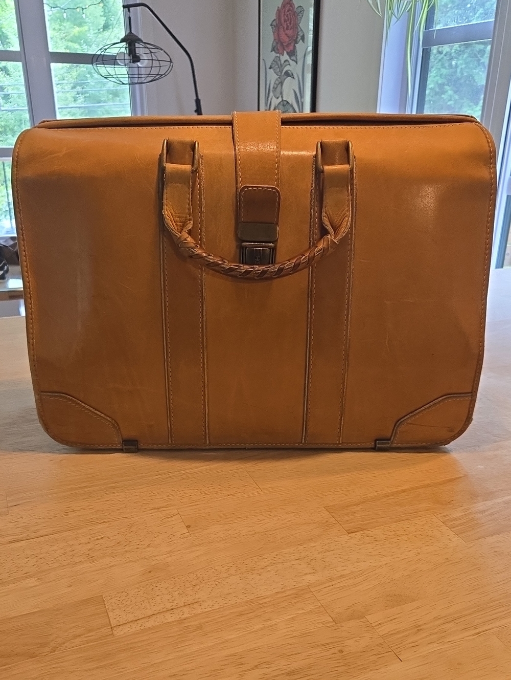 Vintage Rawlings Leather Briefcase Made in USA Gian Paolo Lombardo - Tan